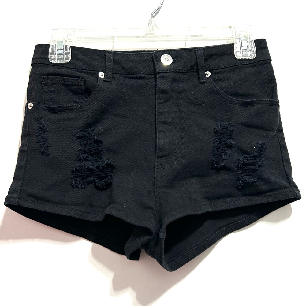 Divided by H&M Black Ripped Distressed Jean Shorts Denim Jorts